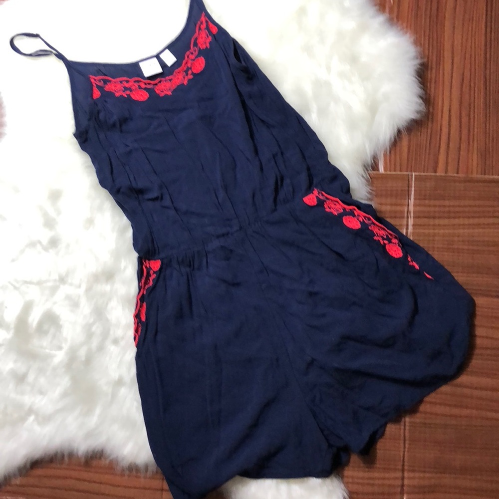 BP Navy Blue Red Embroidery Trim Mini Romp… - Picture 6 of 7